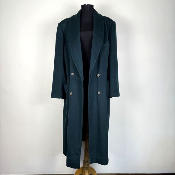 Vintage Worthington Longline Emerald Green Double Breasted Wool-Blend Trench - Picture 1 of 14